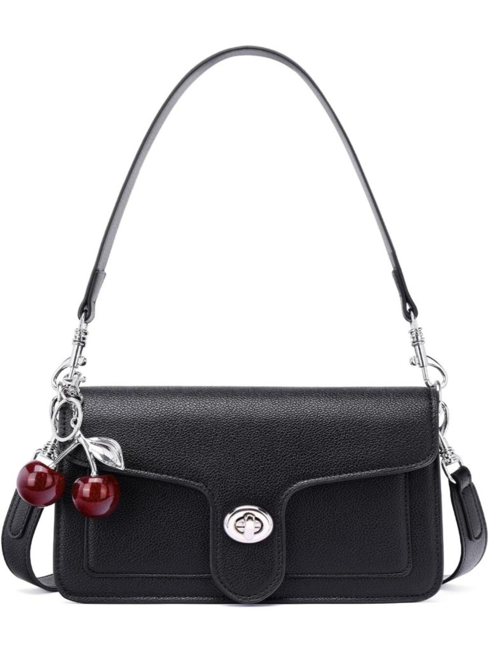 Stylish Leather Crossbody Bag for Women with Cherry Charm - Perfect Everyday